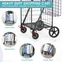 Upgraded Shopping Cart for Groceries,330LBS Jumbo Grocery Cart with Waterproof Liner, 360 Rolling Swivel Wheels and Double Basket, Heavy Duty Folding Shopping Carts for Laundry Transport