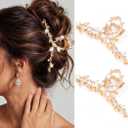 BARTOSI Gold Hair Clips Fancy Rhinestone Claw Clips Metal Hair Claw Sparkly Hair Accessories for Women (Pack of 2)