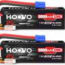 HOOVO 2S Lipo Battery 7.6V 9000mAh 120C RC Battery High Voltage Hard Case EC5 Plug Compatible for RC Cars Boats Trucks Buggies Drones RC Vehicles 2 Pack