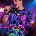 RAISEVERN Mens T-Shirts Cool Novelty Crewneck Short Sleeve Funny Graphic Top Casual Tees for Women (M)