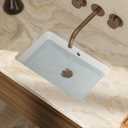 18x12 Inch Undermount Bathroom Sink with Rectangular Bottom White Ceramic Vessel Bathroom Sinks Vanity Classic Basin with Overflow