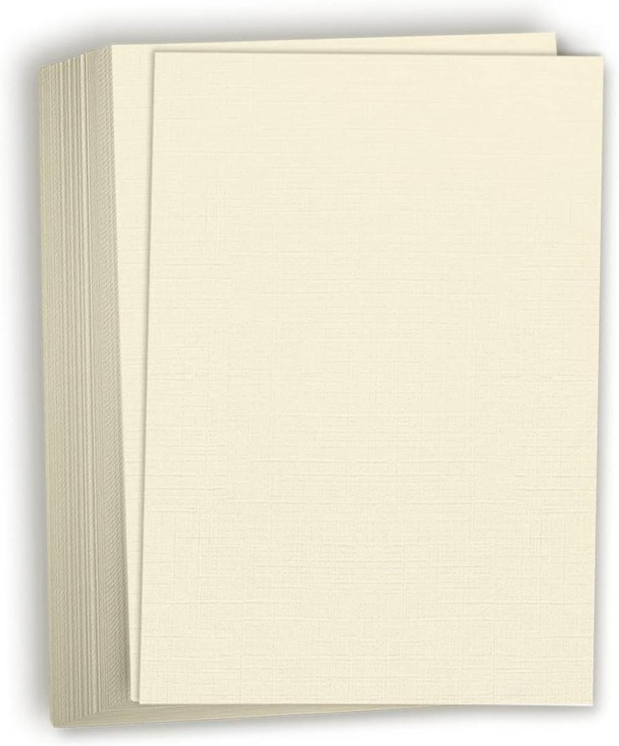 Hamilco Resume Linen Textured Cardstock Paper – 8 1/2 x 11" Blank Thick Heavy Weight 80 lb Cover Card Stock for Printer - 50 Pack (Ivory)