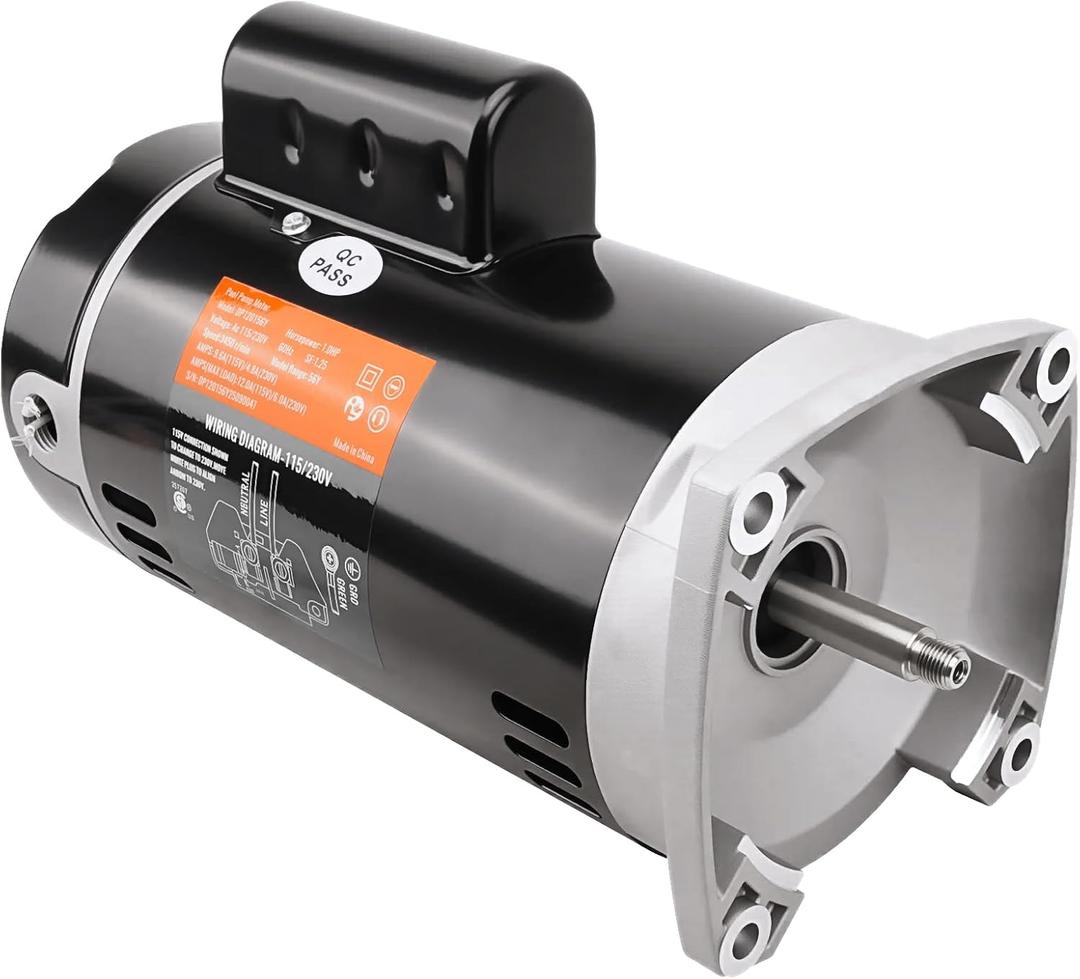 RAMATA B2853 Pool Pump Motor, 1 HP, 115/230V, 3450 RPM, 56Y Frame - Compatible with A.O. Smith, Century, Pentair SuperFlo, WhisperFlo, Sta-Rite, Hayward & Jandy Pool Pumps