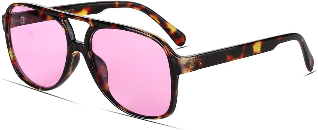 Freckles Mark Vintage Retro 70s Sunglasses for Women Men Classic Large Square Aviator Trendy Glasses