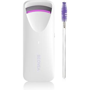 Heated Eyelash Curler - Electric Eyelash Curler with Heat Sensitive Silicone Pad, Type-C Rechargeable Mini Lash Curler, 8s Fast Heating 24hrs Long Lasting Lash Lift to Style Natural Eyelashes (1WHITE)