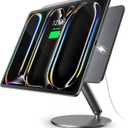 LULULOOK [Upgrade 360 Rotating Magnetic Wireless Charging Stand for iPad Pro 13'' M5/M4, Aluminum Alloy Foldable Holder for iPad Tablet with 1M USB-C Cable