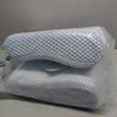 Anvo Memory Foam Pillow, Neck Contour Cervical Orthopedic Bed Pillow for Sleeping Side Back Stomach Sleeper, Ergonomic Design for Neck and Shoulder Pain Relief, Blue White, (Soft - Standard (24 x 13.4 x 4.7 inches))