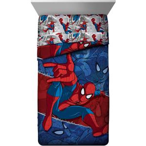Jay Franco Kids Comforter - Super Soft Reversible Bedding Polyester Microfiber Fill, Multi - Spiderman, Twin