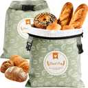 Zunmial Bread Bags for Homemade Bread, 2 Pack Reusable Sourdough Bread Bags, 17"13" Bread Storage Bag for Fresh Keeping with Lining & Zipper, Freezer Safe & BPA Free, Gift Giving (Green & Green)