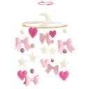 Baby Mobile for Crib Pink Bow Baby Crib Mobile for Girls Handmade Coquette Bow Nursery Decor for Infant Bedroom Hanging Pink Girls Room Decor for Bassinet Gender Reveal Newborn Gifts