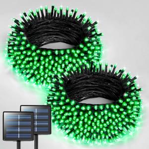 JMEXSUSS 2 Pack St Patricks Day Solar Lights, Total 400 LED 151FT Solar String Lights Outdoor Waterproof, 8 Modes Green Christmas Light for Patio Yard Tree Christmas St Patricks Day Decorations