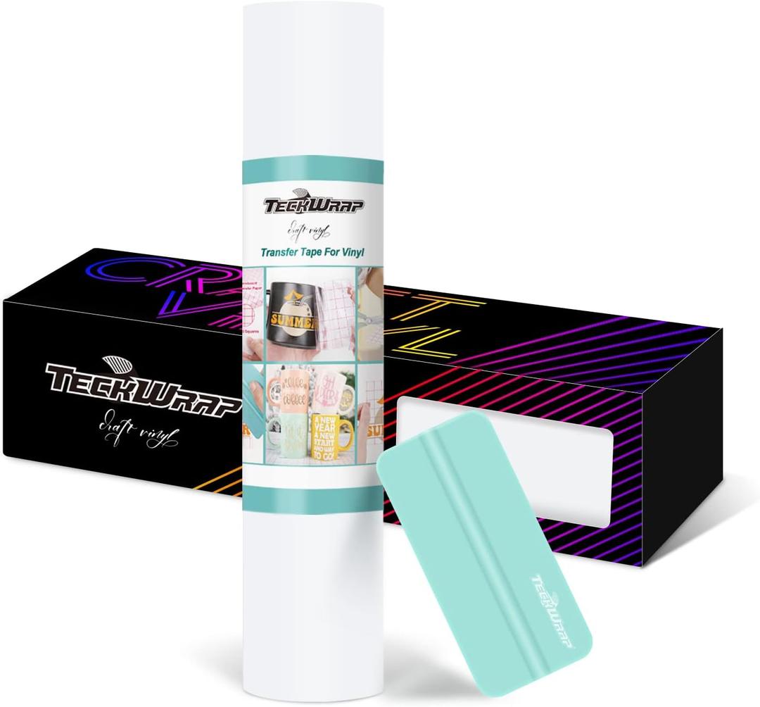 TECKWRAP Clear Matte Vinyl Transfer Tape for Vinyl Layer Low Tack 12 x 30FT Perfect for Craft Adhesive Vinyl for Decals, Signs, Stickers, Walls, Doors, Windows