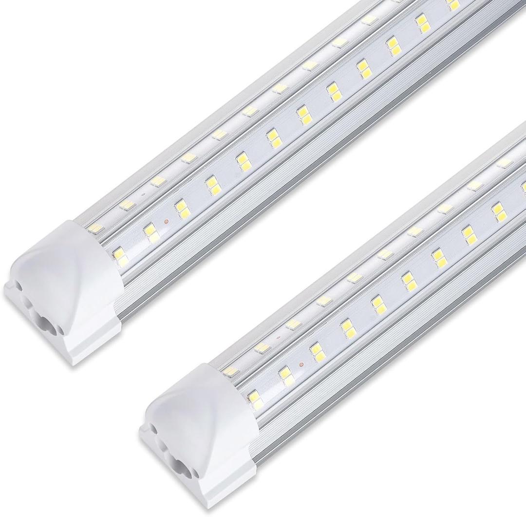 3FT LED Shop Light, 36W 5000lm Super Bright 6500K, Clear Cover, V-Shape, T8 LED Fixture, Linkable Shop Lights for Garage, Workbench, Workshop (2 Pack)