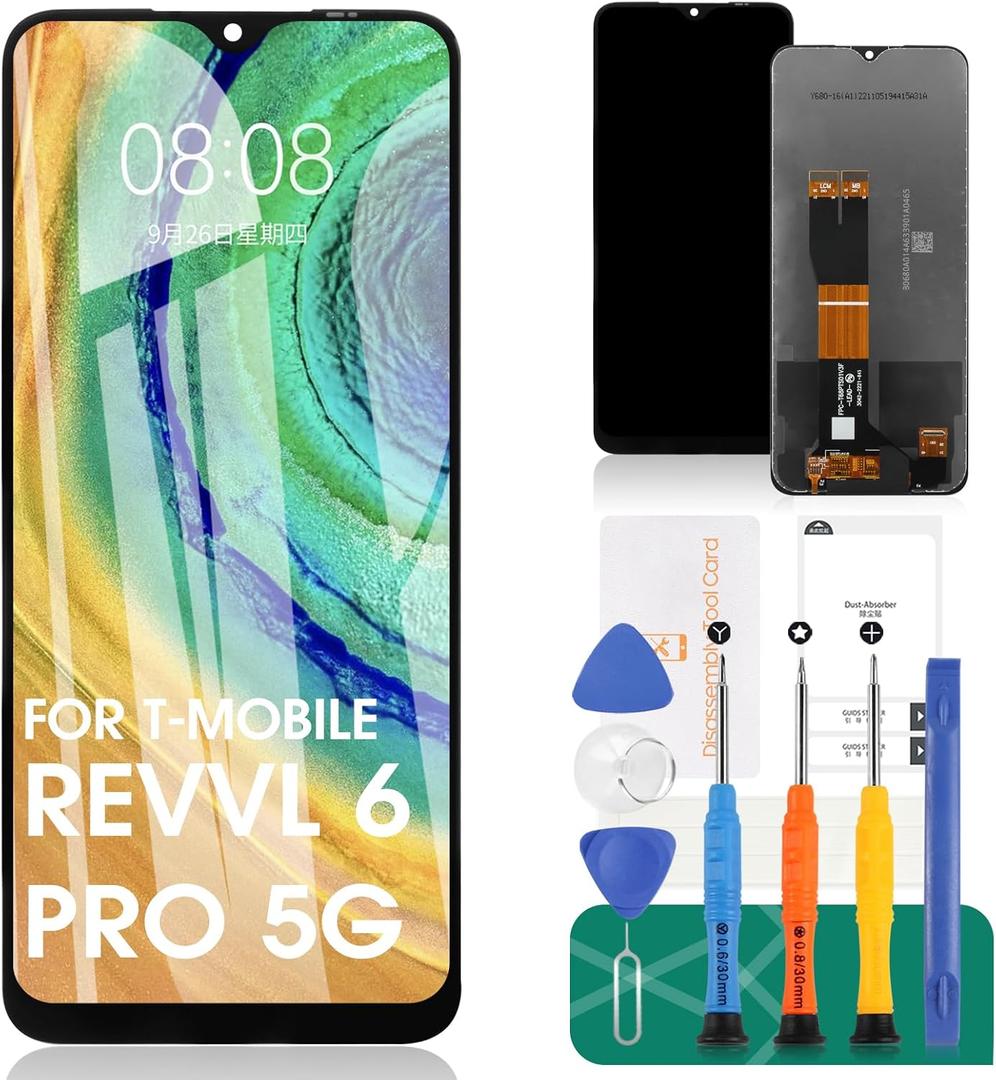 for T-Mobile REVVL 6 Pro 5G 6.82" Screen Replacement for T-Mobile REVVL 6 Pro 5G LCD Display Digitizer Touch Screen Replacemet Assembly Repair Parts Without Frame