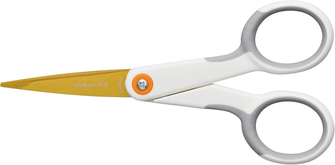 Fiskars Micro-Tip Scissors, SoftGrip Precision Cutting Shears, Titanium Blades, 5"