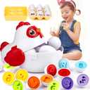 VROGTIK Easter Egg Matching Game, 24-Piece Easter Basket Stuffers for Kids, Color Shape Number Recognition Educational Toddler Toys, Chicken Storage Box Preschool Learning Toy for Boys Girls
