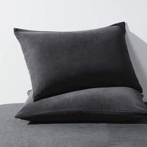 Pillowcases Standard with Zipper Set of 2 - Breathable Zippered Pillow Covers for Hair and Skin, Soft Brushed Pillow Cases 2 Pack, 20 x 26 Inches,Grey