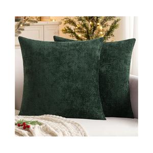 MIULEE Pack of 2 Christmas Green Couch Throw Pillow Covers 20x20 Inch Modern Boho Accent Decorative Pillow Covers Soft Chenille Farmhouse Cushion Covers for Home Decor Bed Sofa Living Room
