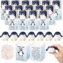 Wettarn 30 Sets Pocket Hug Token Bulk Little Penguin Handmade Crocheted Blue White Penguin with Box Positive Encourage Gifts for Women Friend Colleagues Teachers Nurses Family