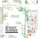 2 x Ospelelf Budget Planner - Monthly Budget Book with Expense Tracker Notebook, Undated 12 Month Bill Organizer & Finance Planner, A4 Account Book with 12 Index Pockets, Zipper Pouch, Stickers(Green)