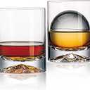 JBHO Hand Blown Crystal Double Old Fashioned Cocktail, Solid Whiskey Glasses, Rocks Glasses, Lowball Glasses - 12 Ounce - set of 2 - Perfect Size for Oversized Ice Cubes