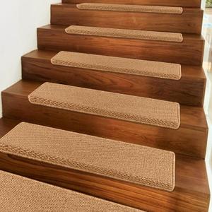 Bullnose Non-Slip Stair Treads for Wooden Step Reusable Adhesive Indoor Stair ProtectorsAnti-Slip Stair Pads  Pineapple Pattern  14 - Pack Camel 9.5" x 30" (Set of 14 (10 in30 in))