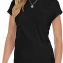 YOGINGO Short Sleeve Shirts for Women Crew Neck Tee - Fashion Summer Spring Cap Sleeve Tops for Women L 2Pack