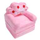 Toddler Chair, Pink Princess Tiara Fold Out Couch Bed for Kids, Soft Plush Convertible Sofa with Removable Washable Cover for Reading Napping Playing Preschool Home