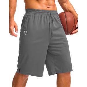 G Gradual Men's Athletic Shorts with Pockets 11" Long Basketball Shorts Lightweight Quick Dry Gym Workout Shorts for Men (Steel, XXL)