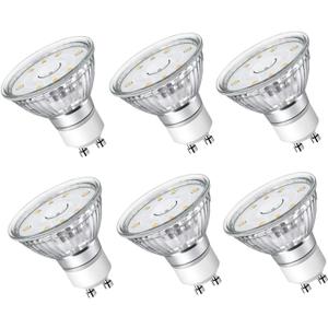 NUOVA GERMANY GU10 LED Light Bulbs Non-Dimmable, 2700K Soft White GU10 Bulb, 5W LED Bulbs with 100Flood Beam Lighting for Kitchen, Range Hood, Living Room, Bedroom, 6 Pack