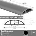 CrocSee 4ft Self-Adhesive Floor Cord Cover for Wires, Low Profile Cord Hider Cable Management, Trimmable PVC Cord Protector - Cord Cavity = 0.47" (W) x 0.29" (H) - Gray