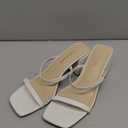 Leevar Square Toe Heeled Sandals for Women, Women's Low Block Heels Sandals, 2.25IN Open Toe Ankle Strap Chunky Heels, White Pu, 5 UK