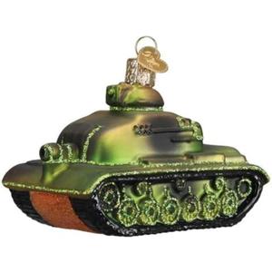 Old World Christmas Military Tank Glass Blown Ornament for Christmas Tree, Handcrafted Holiday Decoration, Military Collection