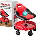 Traxion 2-700 ProGear Mobile Rolling Gear Seat W/Equipment Tray and Five All-Terrain 5" Casters (Red)