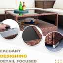 DIMAR GARDEN Outdoor Coffee Table Wicker Patio Rattan Side Table with Glass Top and Storage Shelf,29.5in Mixed Brown