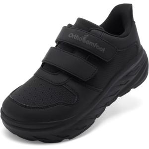 Kids Orthopedic Wide Tennis Shoes: Comfortable Boys & Girls Wide Toe Box Casual Arch Support Plantar Fasciitis Running Sneakers, Corrective Orthotic School Sport Walking Shoes for Foot Pain Relief (Little Kid 2, Black)