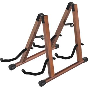 Double Guitar Stand, Acoustic Guitar Stand for Multiple Guitars, Folding A-Frame Electric Guitar Stand, Wooden Guitar Stands Floor For School Music Program, Concerts, Easy to Assemble