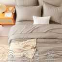 CozyLux Full Size Comforter Sets with Sheets 7 Pieces, Khaki Seersucker Bed in a Bag Textured Luxury Soft Bedding Sets with Down Alternative Comforter, Sheets, Pillowcases & Shams for All Season