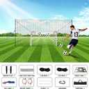 29 x 10 FT 3-in-1 Soccer Goal with Rebounder & Backstop Net, Large Backyard Soccer Practice System with Scoring Target Sheet & Target Pocket Net for Shooting, Passing, Ball Control