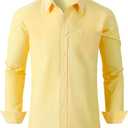 Grade 3.5 Wrinkle-Resistant Men's Lightweight Oxford Dress Shirts Long Sleeve Business Casual Pocket Shirt, Size XL