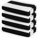 Touchat 4 Pack Beach Towels Oversized 30'' x 60'' Microfiber Pool Swim Bath Camping Travel Cabana Stripe Quick-Dry Super Absorbent Lightweight Sand Free Towel for Adults, Multi-FunctionalBlack