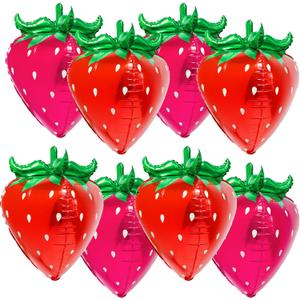 8 Pcs 4D Strawberry Balloons Foil Fruit Mylar Balloons for Baby Showers Berry First Birthday Gender Reveal Party Decoration Picnics Indoor Outdoor