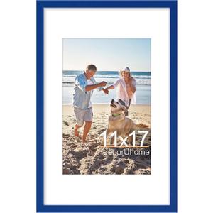 decorUhome 11x17 Picture Frame, Display Pictures 8x12 with Mat or 11x17 without Mat, Wall Hanging Poster Frame, Royal Blue, 1 Pack