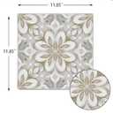 10PCS Peel and Stick Floor Tiles 12x12 Inch Gray Beige Floral Pattern Self Adhesive Vinyl Flooring Square Planks for Kitchen Bathroom Bedroom Living Room Home Renovation DIY Decor