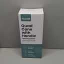 PELEGON Quad Cane (300LB) - Adjustable Walking Cane with A Large 4 Pronged Base for Extra Balance & Stability, Walking Canes for Seniors, Walking Cane for Men & Women, Walking Sticks, Black