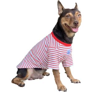 YQYS Pet T-Shirts Thick Striped Cotton Tee Shirt for Small Dogs and Cats Puppy Clothes Apparel Clothing for Teacup Chihuahua Yorkie Poodle Red White Small