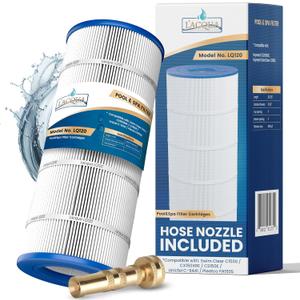 LACQUA Pool Filter Cartridge LQ120 120 SqF for Hayward C1200, CX1200RE, Pleatco PA120, PA120-EC, Unicel C-8412, Filbur FC-1293, Clearwater II 125, Waterway PCCF-125. Hose Nozzle Included