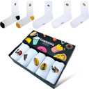 Pack of 5 Fast Food Socks, Funny Women Gifts, Mens Cotton Sock, Funky Pattern Socks, Cotton Casual Socks