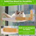 Cat Window Perch with Wooden Frame Aloxina Foldable Cat Hammock Bed for Indoor Cats, Soft Rabbit Fur Cover, Washable, Strong Suction Cups, No Drilling, Supports Large Cats