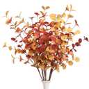 6 Pcs Artificial Eucalyptus Stems Fall Decorations with Fall Eucalyptus Leaves Autumn Decorations for Office and Home Artificial Plants for Floral Arrangement (Orange)